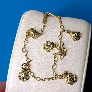 🖤Gold on sterling silver FROG 🐸 charms bracelet